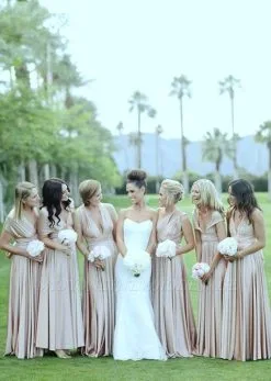 Dusty Pink Chiffon Long Bridesmaid Dress