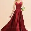 Gorgeous V-Neck Satin Long Bridesmaid Dress Cross Back Straps A-line Formal Dress