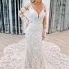 Chic Lace Long Sleeves Court Train Column Wedding Dress