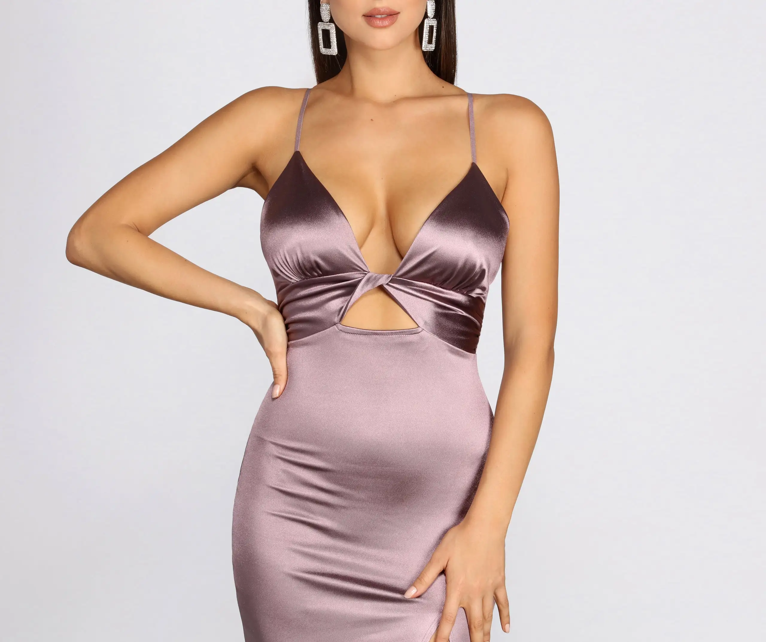 Windsor. Mia Formal Satin Midi Dress - Image 11