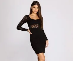 Windsor. Cheyenne Lace Crepe Mini Dress