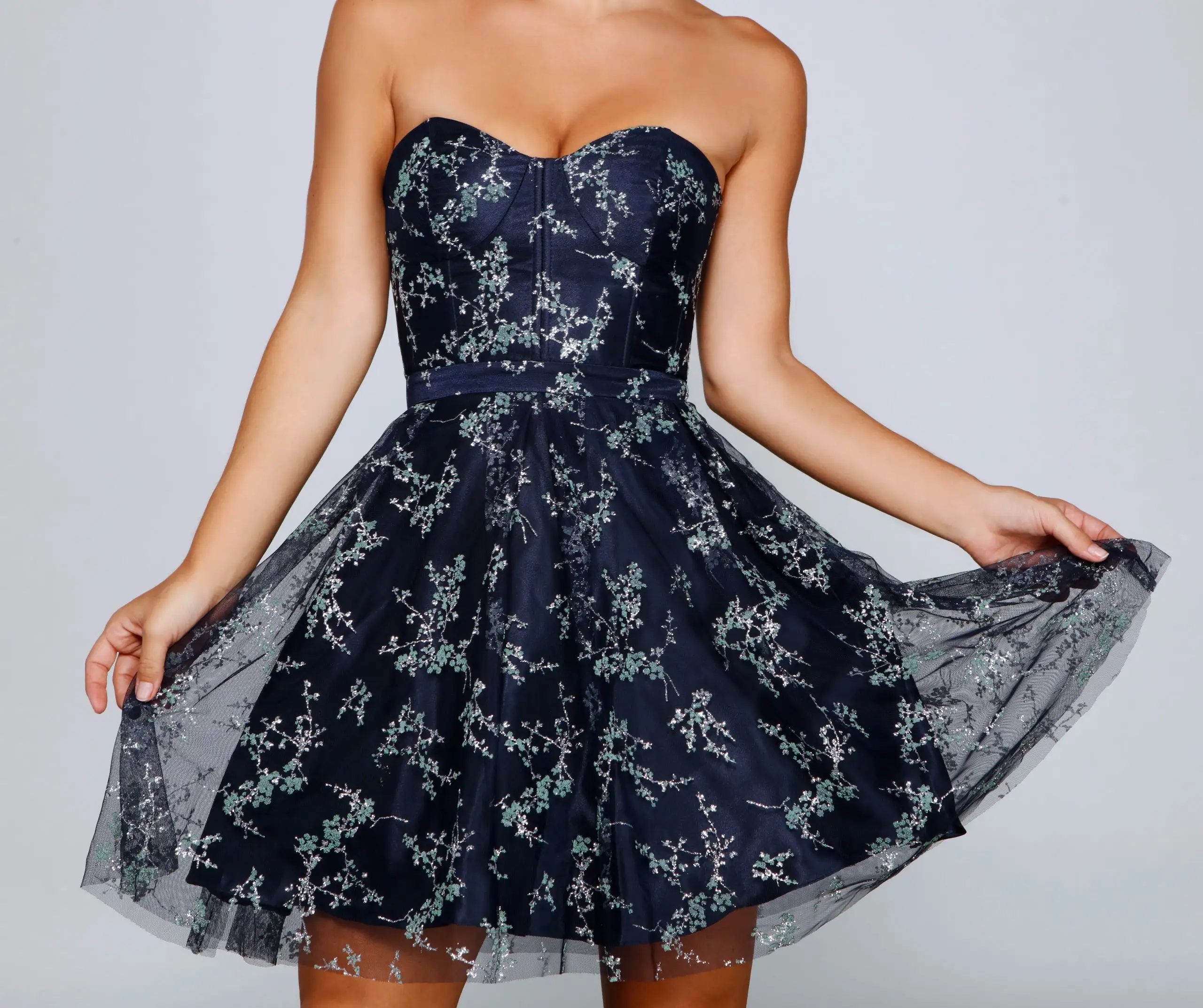 Windsor. Zariah Formal Floral Glitter Party Dress - Image 7
