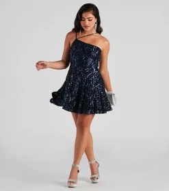 Windsor. Eve One-Shoulder Sequin Party Dress