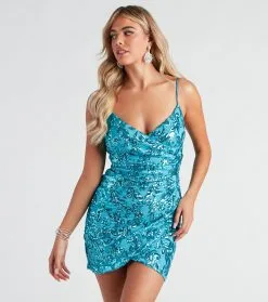 Windsor. Maeve Sequin Wrap Mini Dress