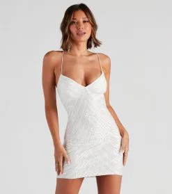 Windsor. Erica Sequin V-Neck Mini Dress