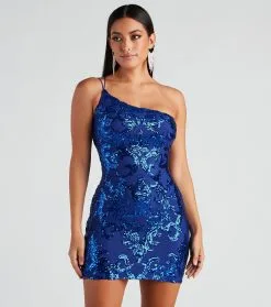 Windsor. Kai Formal One-Shoulder Sequin Short Dress