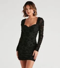 Windsor. Clara Floral Velvet Mesh Dress