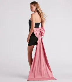 Windsor. Franny Taffeta Bow Mini Party Dress