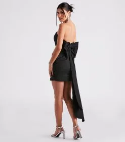 Windsor. Madilyn Strapless Bow Mini Dress