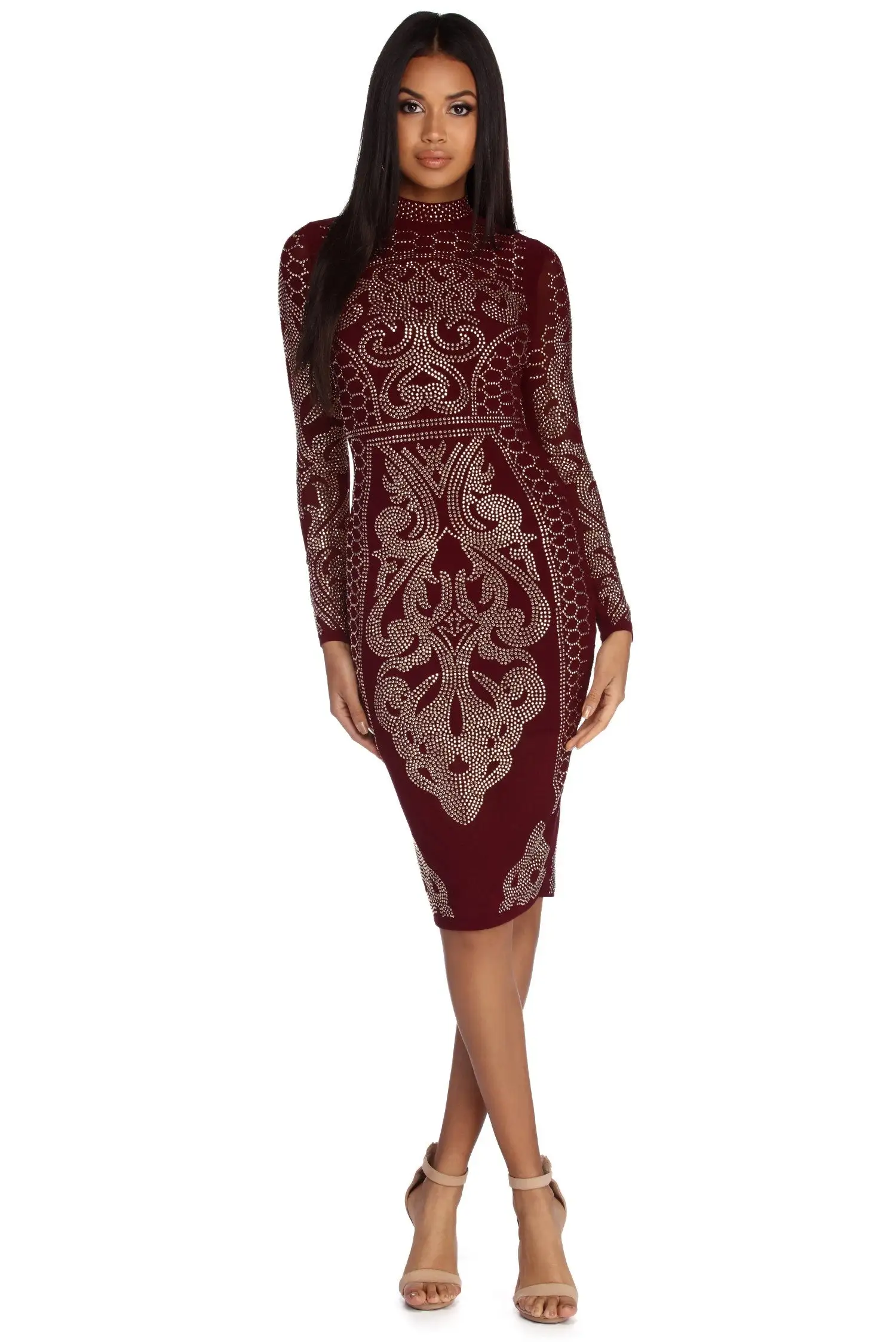 Windsor. Arabella Formal Heat Stone Mesh Dress