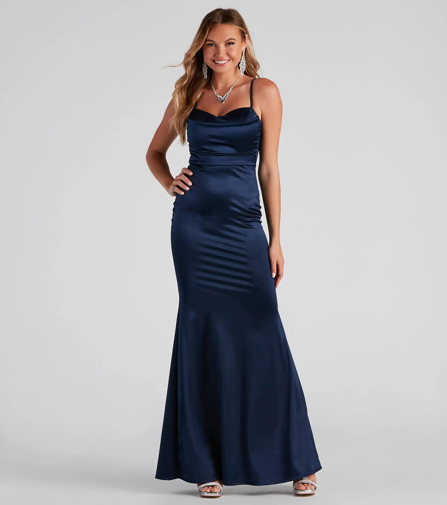Windsor. Ciara Sleeveless Satin Formal Dress - Image 9