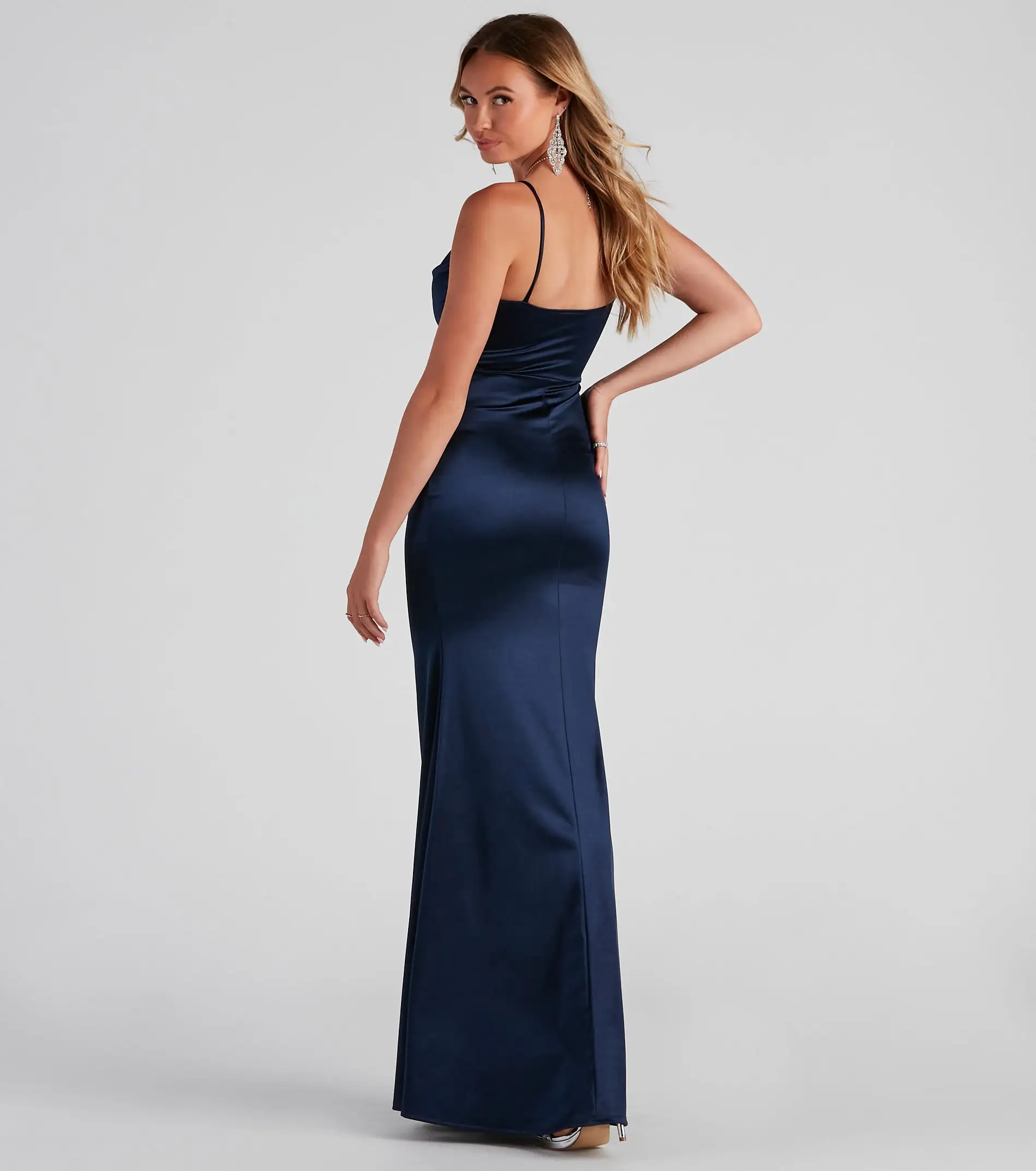 Windsor. Ciara Sleeveless Satin Formal Dress - Image 11
