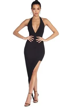 Windsor. Adelynn Plunging Asymmetrical Formal Dress