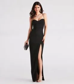 Windsor. Justine Formal Crepe Sweetheart Long Dress