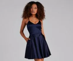 Windsor. Stunning In Satin Skater Dress
