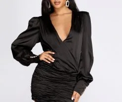 Windsor. Chic And Sleek Wrap Mini Dress