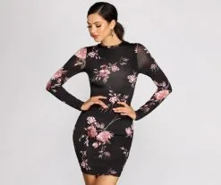 Windsor. Floral Doll Long Sleeve Mini Dress