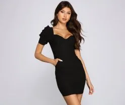 Windsor. Ready For My Closeup Puff Sleeve Mini Dress
