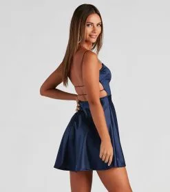 Windsor. Grand Exit Satin Skater Dress