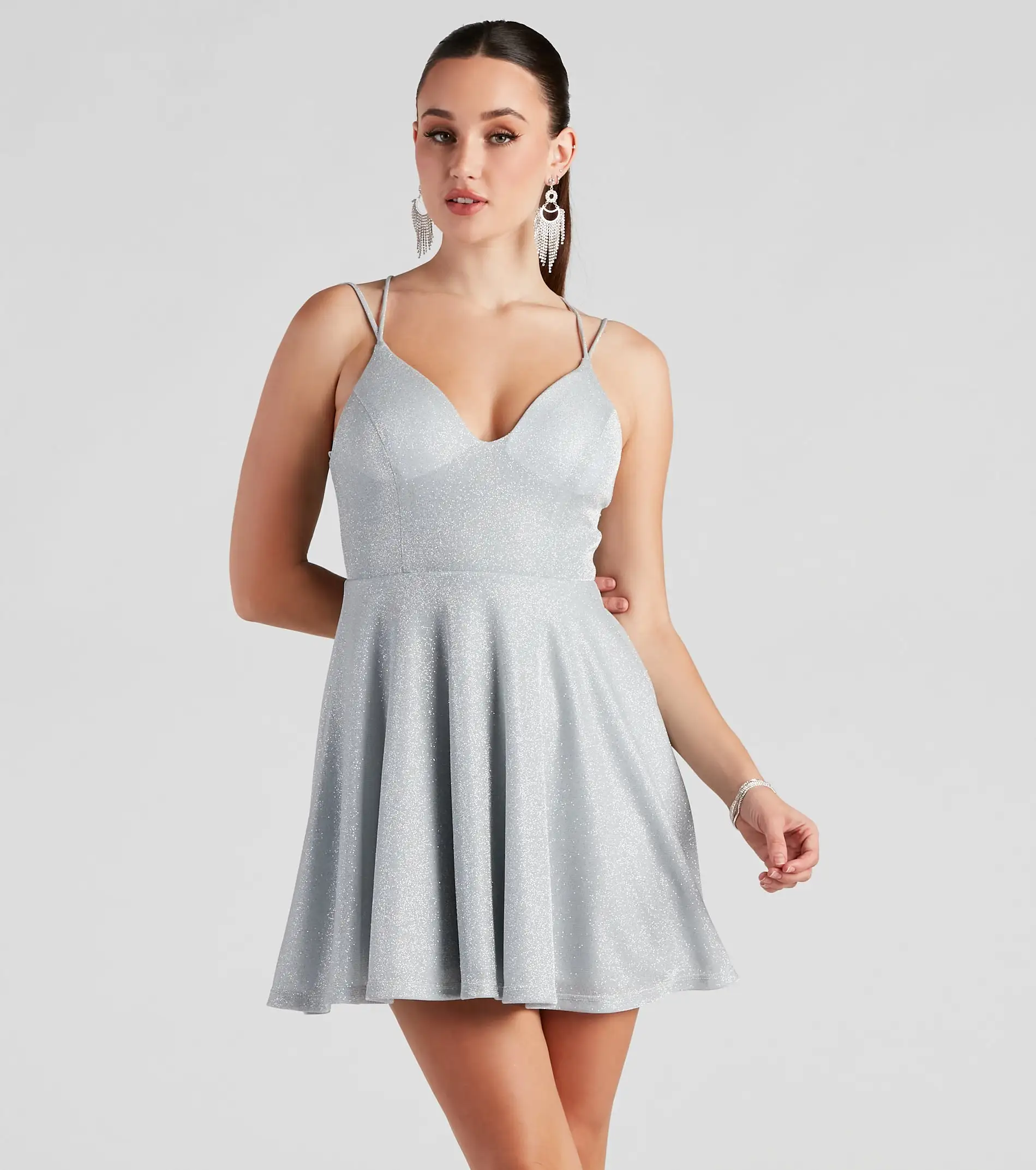 Windsor. Glitzy And Gorgeous Glitter Knit Skater Dress - Image 5
