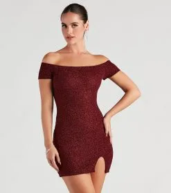 Windsor. Love Spark Glitter Off The Shoulder Dress