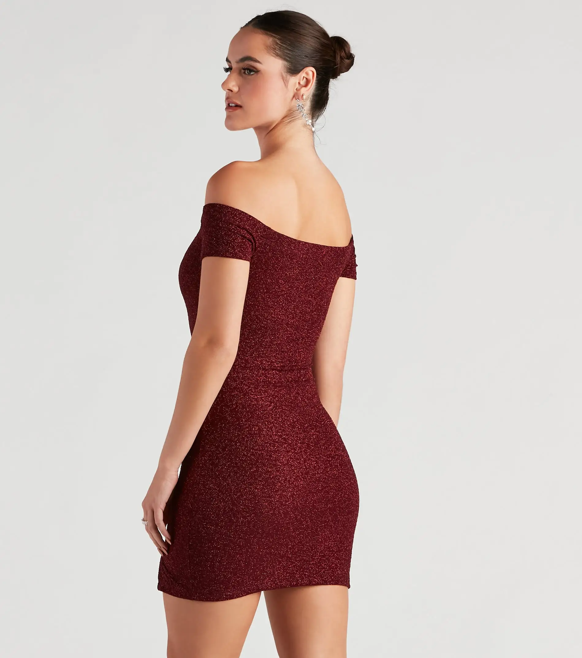 Windsor. Love Spark Glitter Off The Shoulder Dress - Image 2