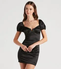 Windsor. Sweet Style Satin Bodycon Mini Dress