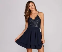 Windsor. Graced In Lace Skater Dress