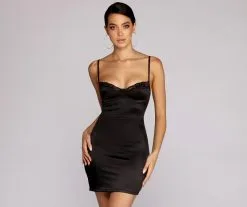 Windsor. Striking In Satin Mini Dress