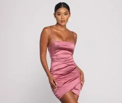 Windsor. PLACEHOLDER - Wrapped In Stylish Satin Mini Dress