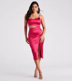 Windsor. Make The List Satin Slit Midi Dress