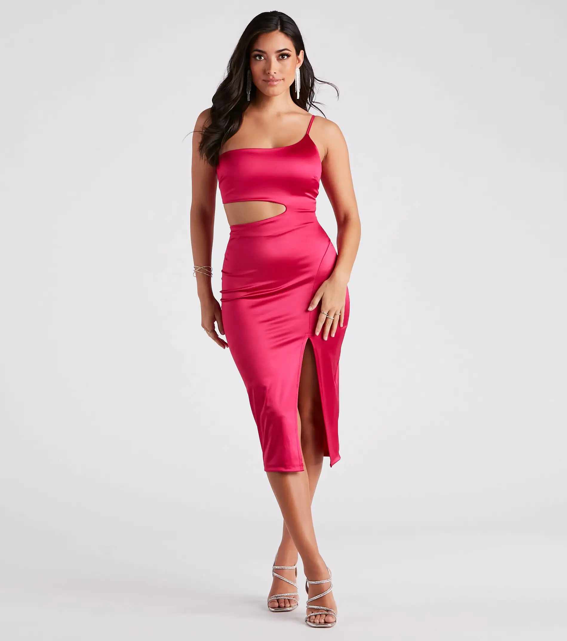 Windsor. Make The List Satin Slit Midi Dress