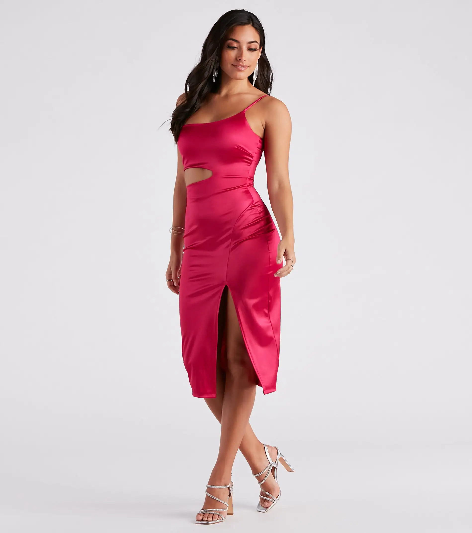 Windsor. Make The List Satin Slit Midi Dress - Image 3