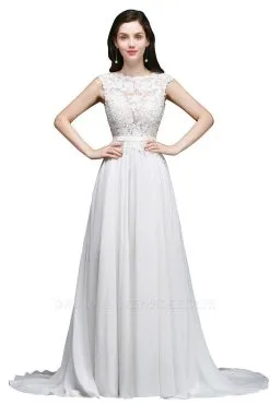 ANNALISE | A-line Scoop Modest Wedding Dress With Lace Appliques