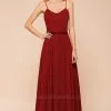 Spaghetti Straps Chiffon Long Bridesmaid Dress Aline Formal Dress