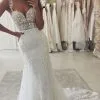 Lace Garden Mermaid Wedding Dress Floral Pattern Slim Sweetheart Bridal Gown