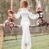 Elegant Lace Long-Sleeves Mermaid Chiffon Wedding Dress
