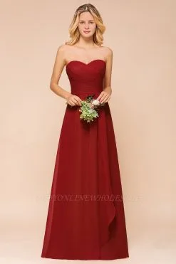Sweetheart Long Bridesmaid Dress Chiffon Sleeveless Evening Swing Dress