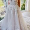 Elegant Floor Length Ivory Lace Princess Wedding Dress