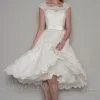 Cap Sleeves White Lace Appliques Aline Short Wedding Dress