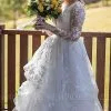 Charming Long Sleeves V-Neck Garden Lace A-Line Wedding Dress