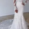 Elegant Off Shoulder White Lace Mermaid Wedding Gown With Floral Appliques