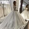 Romantic Off Shoulder Lace Ball Gown White Spring Bridal Gown Long Sleeves