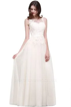 ATHENA | A-line Floor-Length Tulle Prom Dress With Lace