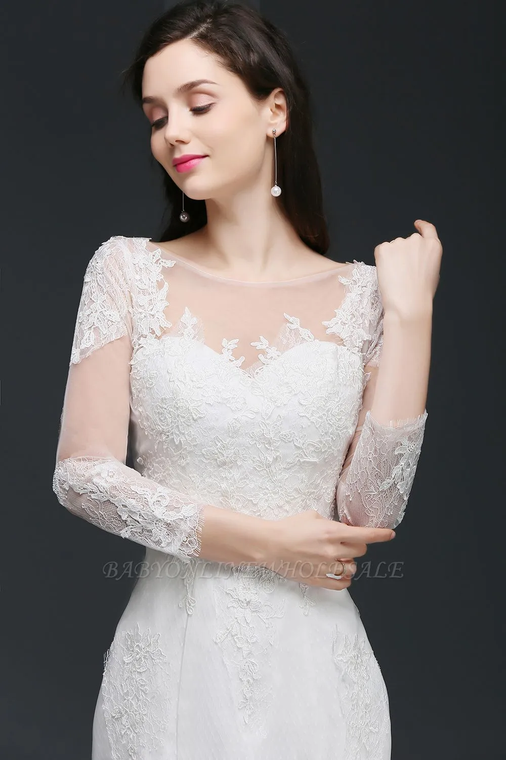 ANA | Mermaid Jewel White Wedding Dress With Lace - Image 5