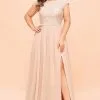 Plus Size Bridesmaid Dress With Side Slit Sleeveless Jewel Neck Chiffon Wedding Guest Dress