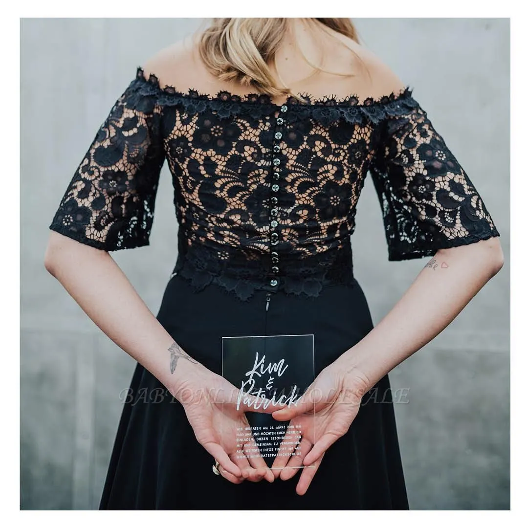 Off Shoulder Floral Lace Wedding Dress - Image 2