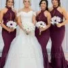 Maroon Halter Appliques Bridesmaid Dresses | Mermaid Sleeveless Wedding Party Dress