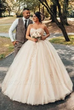 Gorgeous Sweetheart Sleeveless Tulle Princess Bridal Dress