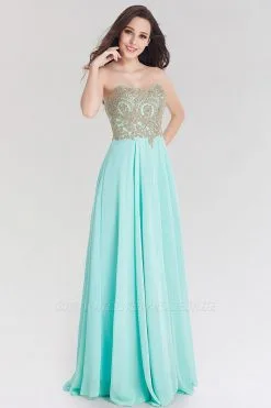 A-line Chiffon Strapless Sweetheart Sleeveless Floor-Length Bridesmaid Dress With Beadings